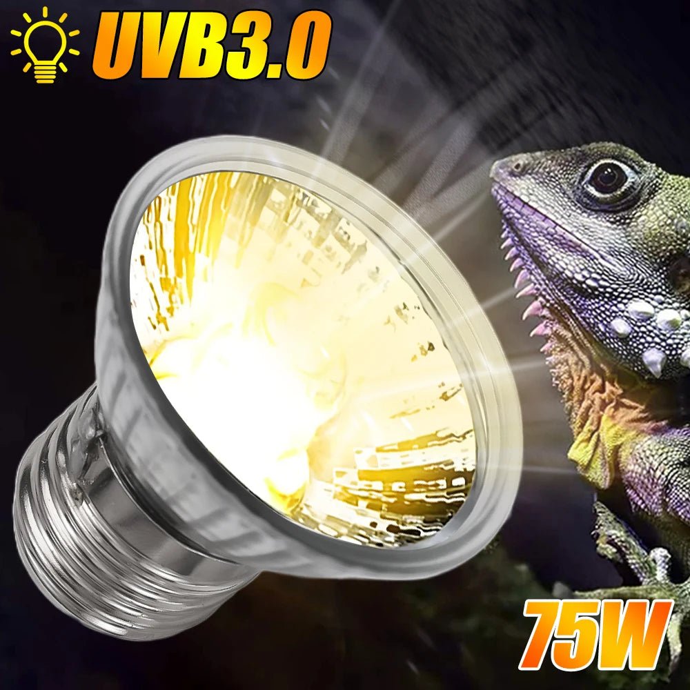 Wholesale Bulk 25/50/75W UVB Reptile Lamp Bulb Tortoise Basking UV E27 Bulbs Amphibians Pet Snake Lizard Heating Sunlamp Calcium Supplement - Furbury