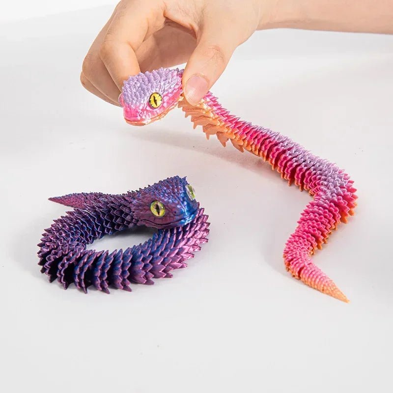 Wholesale Bulk 3D Printed Snake Rotatable Joints Snake Figurines Home Office Desktop Crafts Ornament Creative Home Garden Landscape DIY Animal - Furbury