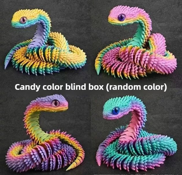 Wholesale Bulk 3D Printed Snake Rotatable Joints Snake Figurines Home Office Desktop Crafts Ornament Creative Home Garden Landscape DIY Animal - Furbury