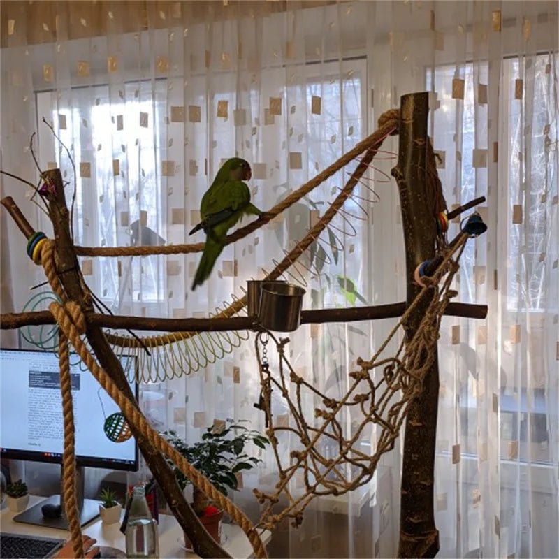 Wholesale Bulk 40*40cm Parrot Climbing Net Bird Toy Swing Rope Net Bird Stand Net Hammock With Hook Bird Hanging Climbing Chewing Biting Toys - Furbury