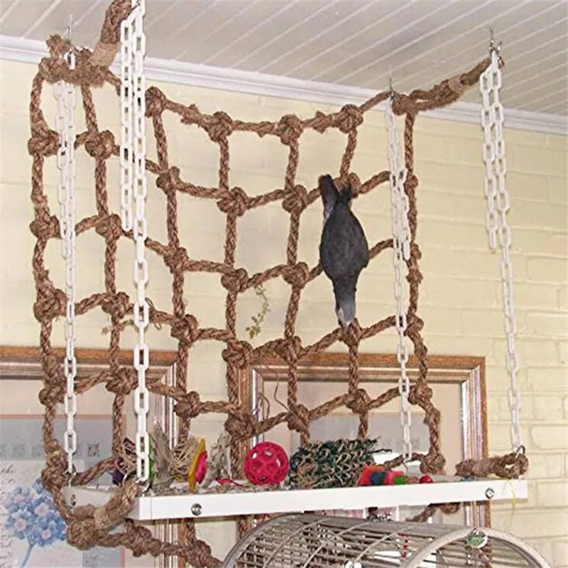 Wholesale Bulk 40*40cm Parrot Climbing Net Bird Toy Swing Rope Net Bird Stand Net Hammock With Hook Bird Hanging Climbing Chewing Biting Toys - Furbury