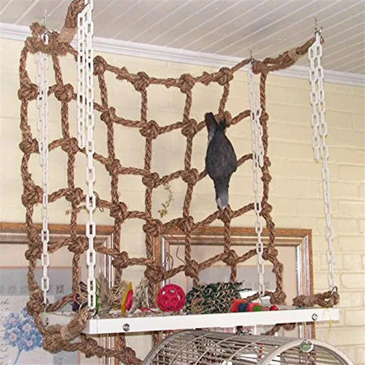 Wholesale Bulk 40*40cm Parrot Climbing Net Bird Toy Swing Rope Net Bird Stand Net Hammock With Hook Bird Hanging Climbing Chewing Biting Toys - Furbury