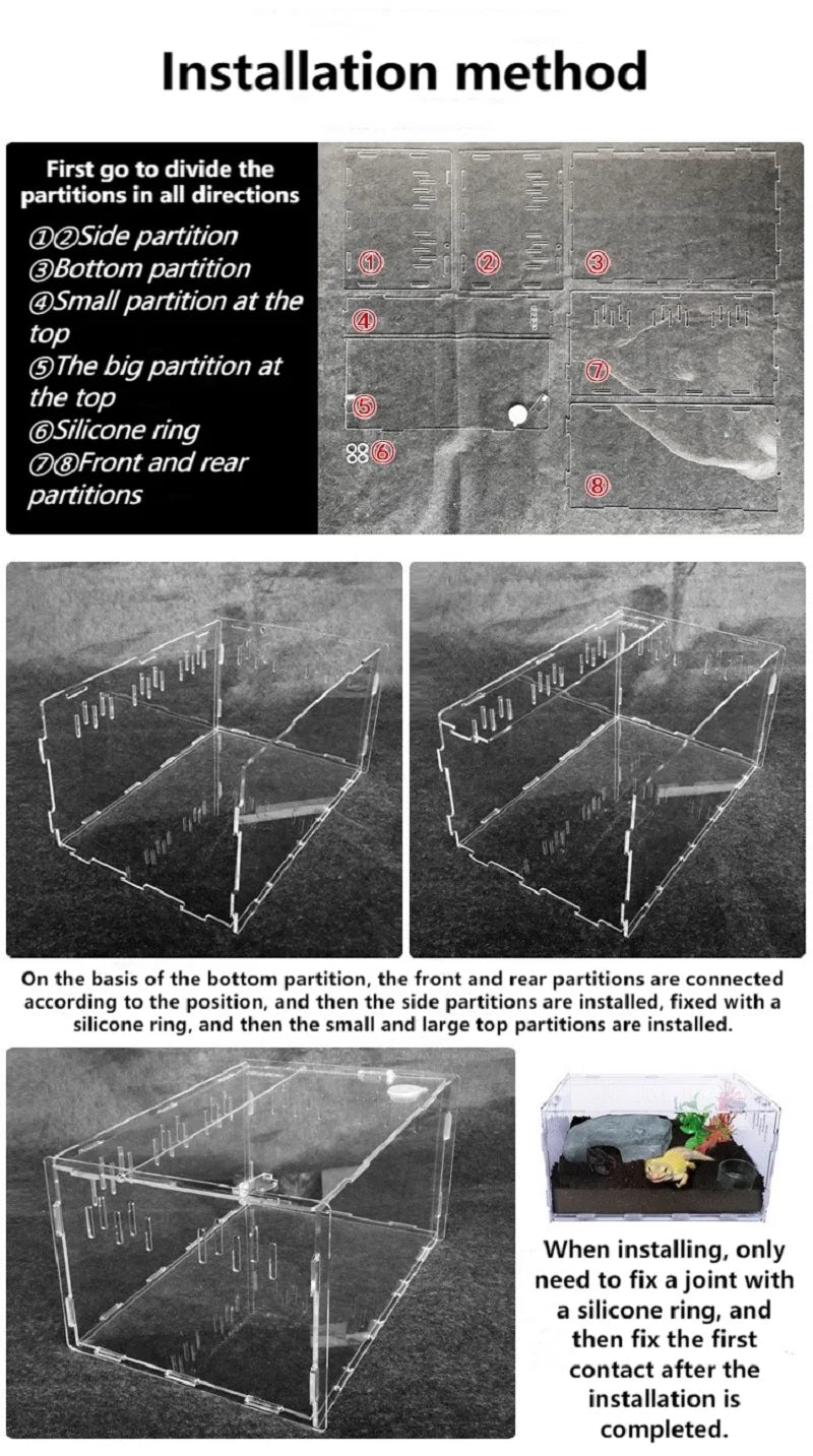 Wholesale Bulk Acrylic Reptile Container Magnetic Acrylic Reptile Cage Acrylic Reptile Breeding Box With Thermometer And Insect Breeding Box - Furbury