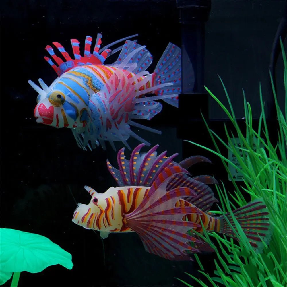 Wholesale Bulk Aquarium Artificial Luminous Lionfish Fish Tank Landscape Silicone Fake Fish Floating Glow In Dark Ornament Home Decoration - Furbury