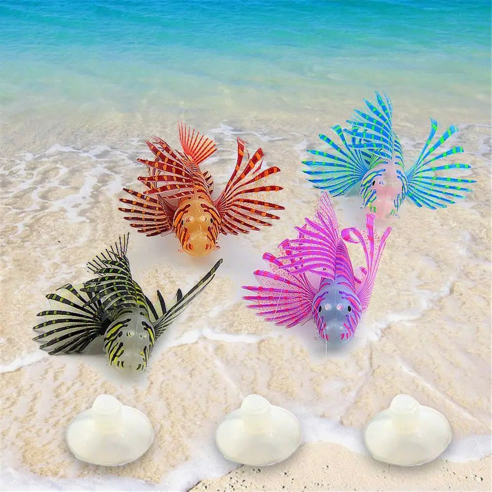 Wholesale Bulk Aquarium Artificial Luminous Lionfish Fish Tank Landscape Silicone Fake Fish Floating Glow In Dark Ornament Home Decoration - Furbury