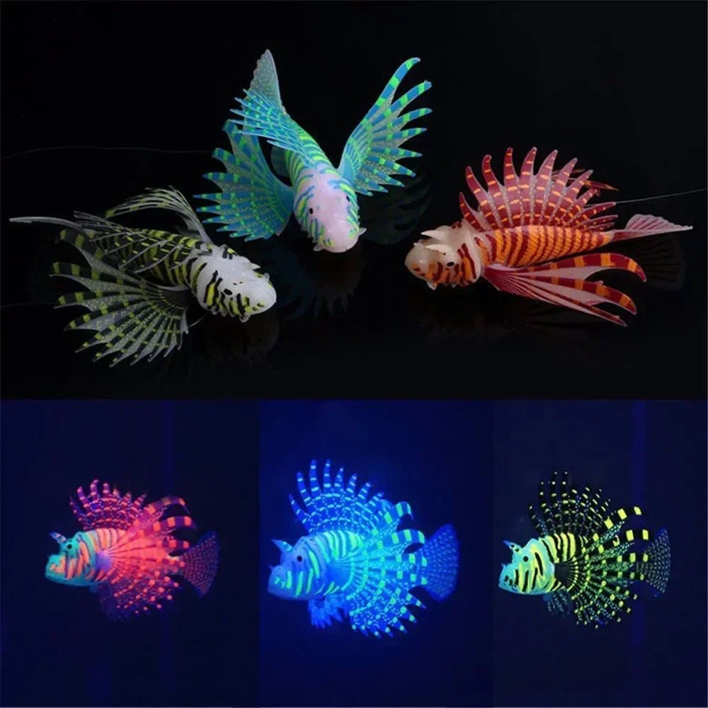 Wholesale Bulk Aquarium Artificial Luminous Lionfish Fish Tank Landscape Silicone Fake Fish Floating Glow In Dark Ornament Home Decoration - Furbury