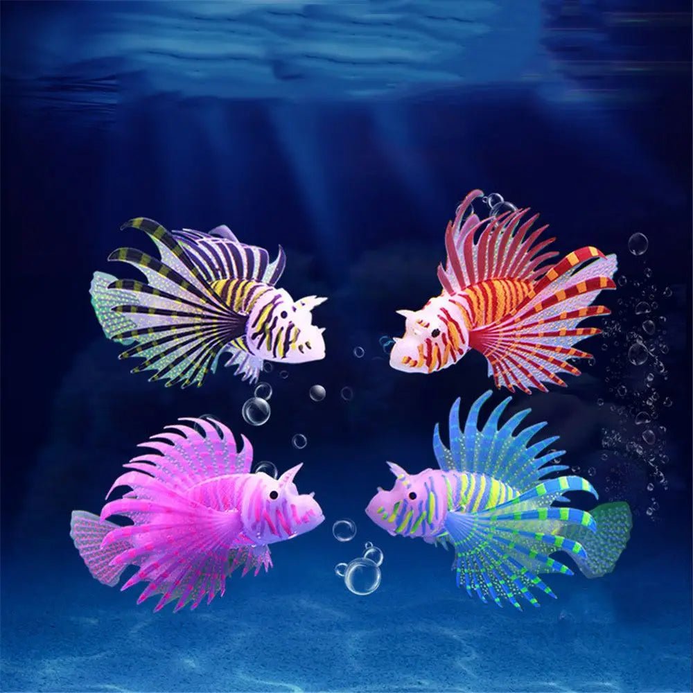 Wholesale Bulk Aquarium Artificial Luminous Lionfish Fish Tank Landscape Silicone Fake Fish Floating Glow In Dark Ornament Home Decoration - Furbury