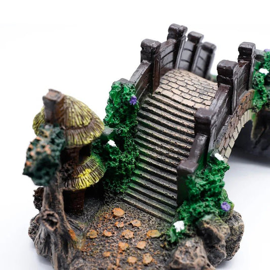 Wholesale Bulk Aquarium Fish Tank Vintage Decorative Bridge Landscape Ornaments Pavilion Tree Plants Resin Design Pet Supplies Home Decorations - Furbury