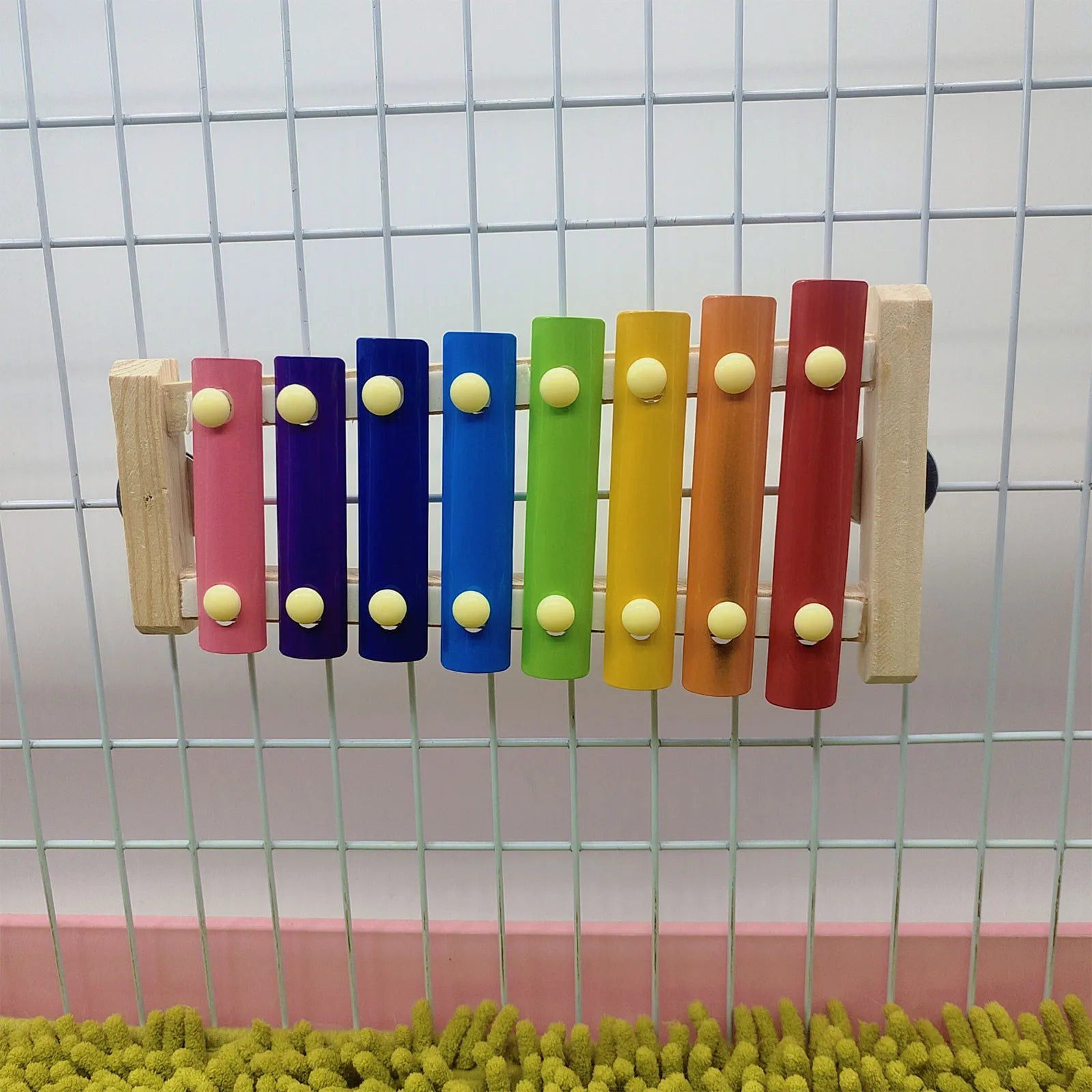 Wholesale Bulk Bird Chicken Xylophone Toy Wooden Suspensible Bird Cage Accessories Musical Toy with 8 Keys for Chicken Bird Parrot Macaw Hens - Furbury