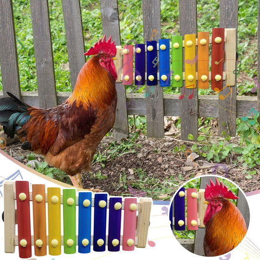 Wholesale Bulk Bird Chicken Xylophone Toy Wooden Suspensible Bird Cage Accessories Musical Toy with 8 Keys for Chicken Bird Parrot Macaw Hens - Furbury