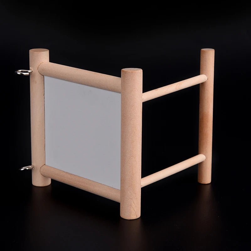 Wholesale Bulk Bird Mirror Wooden Interactive Play Toy With Perch For Small Parrot Budgies Parakeet Cockatiel Conure Lovebird Cage Accessories - Furbury