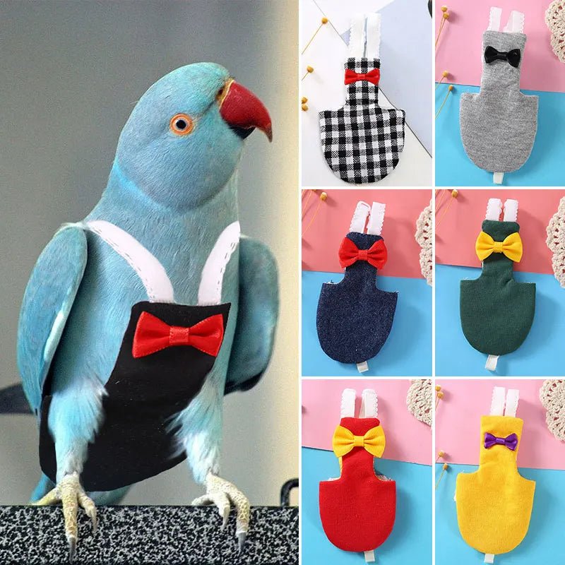 Wholesale Bulk Bird Parrot Diaper With Bowtie Cute Flight Suit Nappy Clothes For Cockatiel Green Cheek Conure Parakeet Pigeons Bird Accessories - Furbury