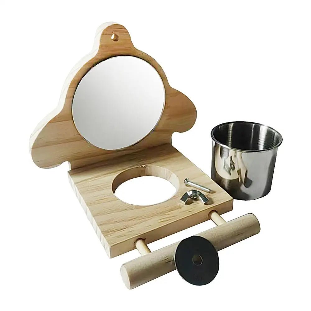 Wholesale Bulk Bird Perches For Parrots Parakeet Standing Branch Bird Parrot Perch With Mirror And Feeding Cups Cage Play Toy For Lovebird - Furbury