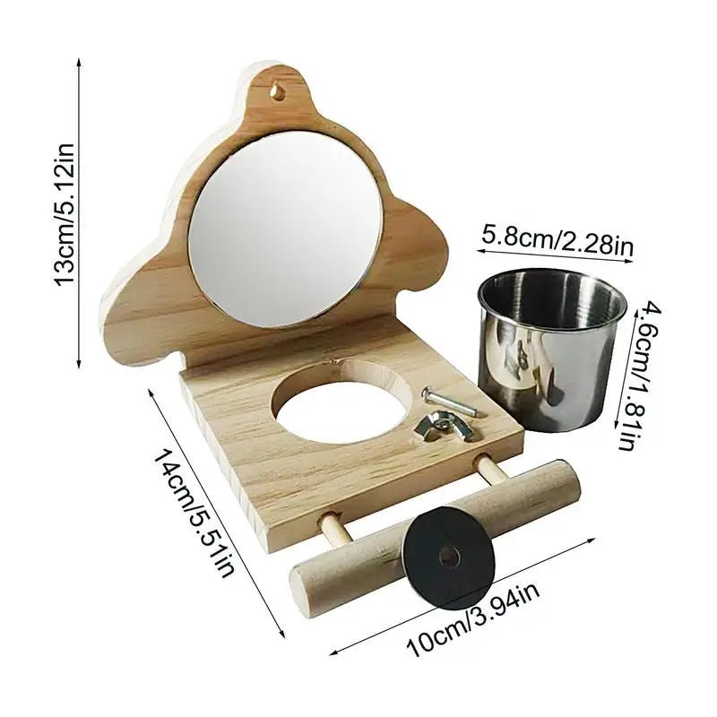 Wholesale Bulk Bird Perches For Parrots Parakeet Standing Branch Bird Parrot Perch With Mirror And Feeding Cups Cage Play Toy For Lovebird - Furbury