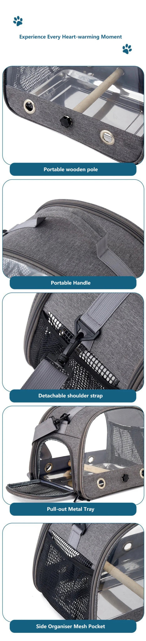 Wholesale Bulk Bird Travel Carrier Portable Transport Bird Cage With Stainless Steel Tray Small Pet Multi - functional Parrot Bird Bag Outdoor - Furbury