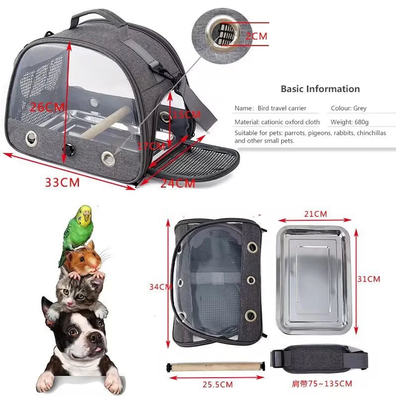 Wholesale Bulk Bird Travel Carrier Portable Transport Bird Cage With Stainless Steel Tray Small Pet Multi - functional Parrot Bird Bag Outdoor - Furbury