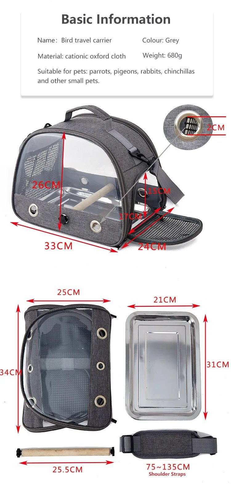 Wholesale Bulk Bird Travel Carrier Portable Transport Bird Cage With Stainless Steel Tray Small Pet Multi - functional Parrot Bird Bag Outdoor - Furbury