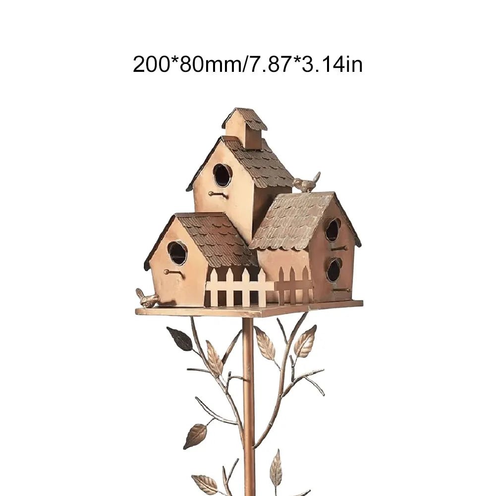 Wholesale Bulk Birdhouse Garden Stakes Outdoor Decor Metal Bird House Art Crafts Bird Feeders Miniatures for Outdoor Garden Decorations - Furbury