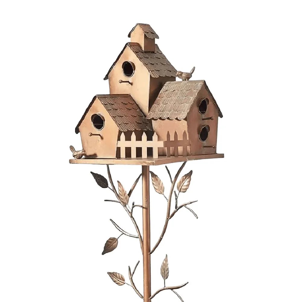 Wholesale Bulk Birdhouse Garden Stakes Outdoor Decor Metal Bird House Art Crafts Bird Feeders Miniatures for Outdoor Garden Decorations - Furbury