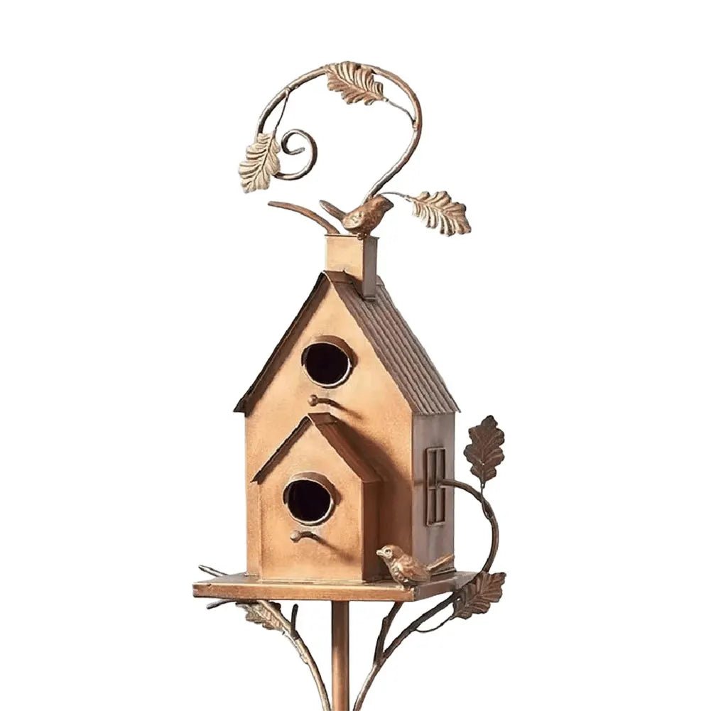 Wholesale Bulk Birdhouse Garden Stakes Outdoor Decor Metal Bird House Art Crafts Bird Feeders Miniatures for Outdoor Garden Decorations - Furbury