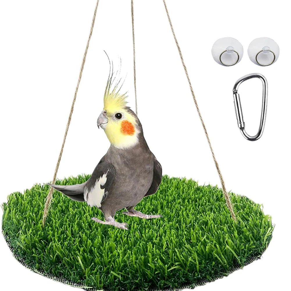 Wholesale Bulk Birds Swing For Parakeets Bird Grass Swing Mat Parrot Cage Hammock with Adjustable Rope Hook Grass Mat Bird Foraging Toys - Furbury