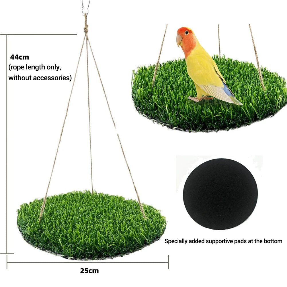 Wholesale Bulk Birds Swing For Parakeets Bird Grass Swing Mat Parrot Cage Hammock with Adjustable Rope Hook Grass Mat Bird Foraging Toys - Furbury