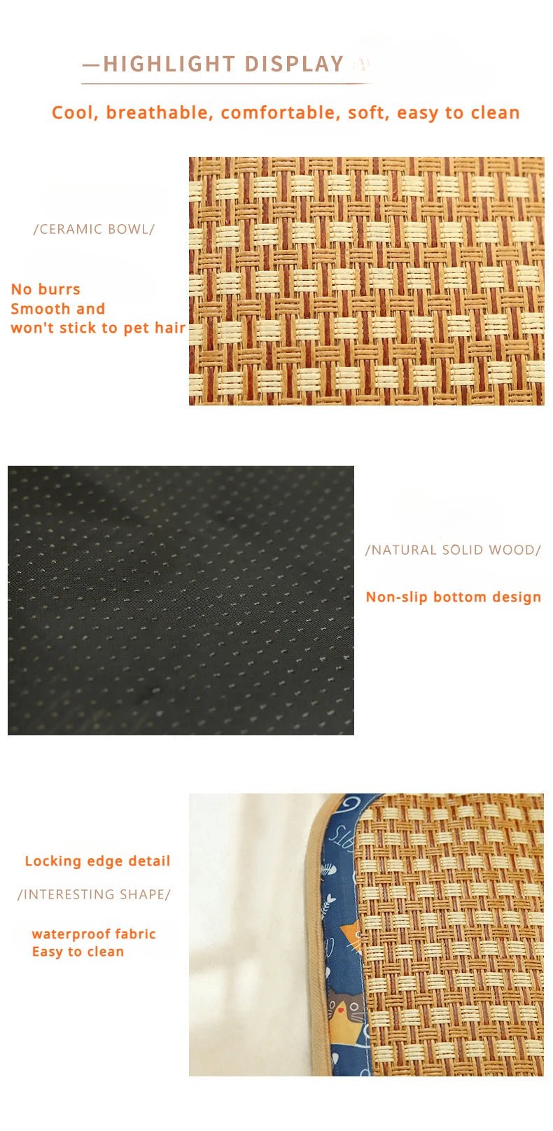 Wholesale Bulk Cat Dog Summer Rattan Pad With Pillow Bite - resistant Ice Pad Pet Supplies Square Pet Sleeping Bed Bite Resistant Waterproof - Furbury