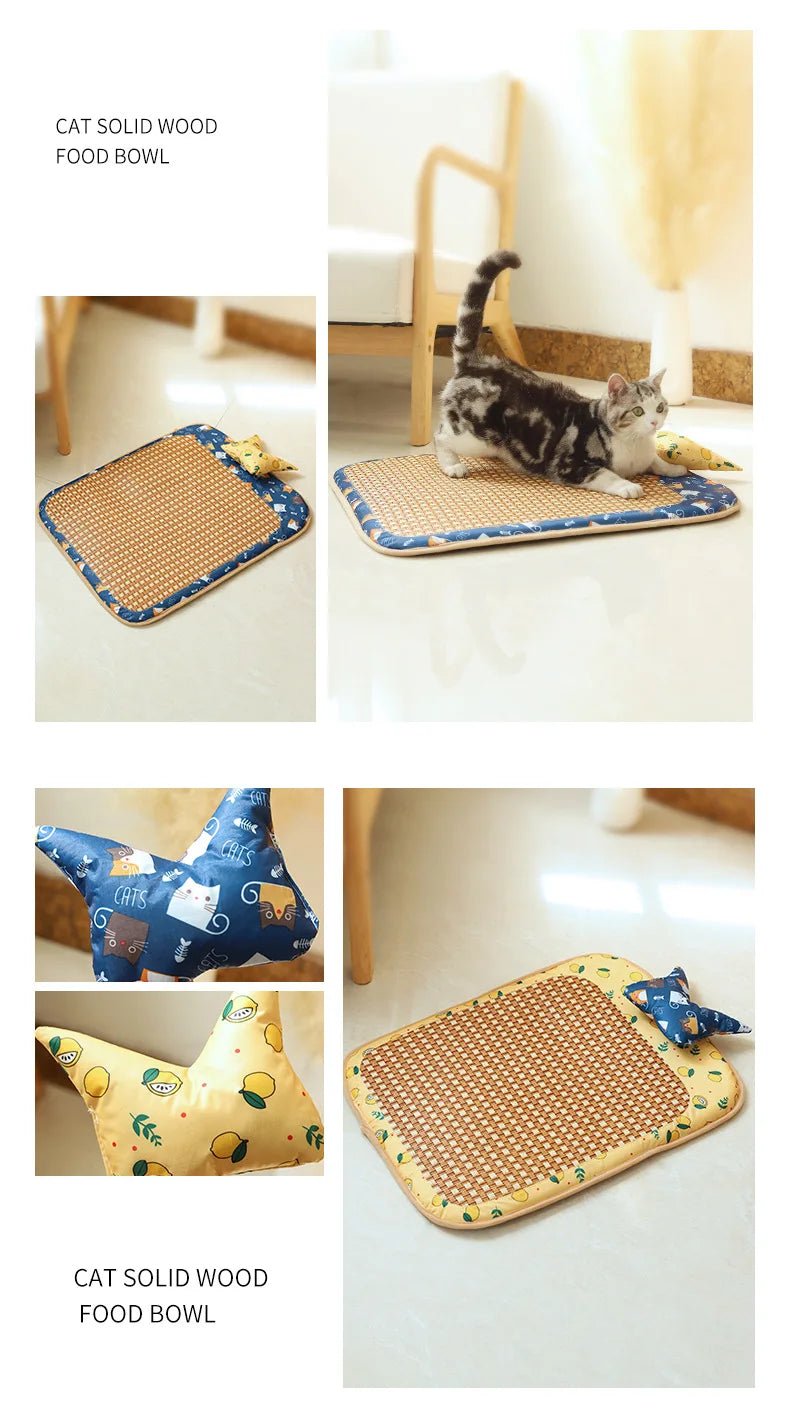Wholesale Bulk Cat Dog Summer Rattan Pad With Pillow Bite - resistant Ice Pad Pet Supplies Square Pet Sleeping Bed Bite Resistant Waterproof - Furbury