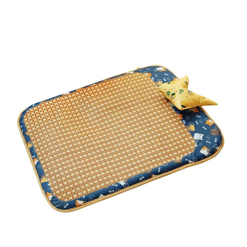 Wholesale Bulk Cat Dog Summer Rattan Pad With Pillow Bite - resistant Ice Pad Pet Supplies Square Pet Sleeping Bed Bite Resistant Waterproof - Furbury