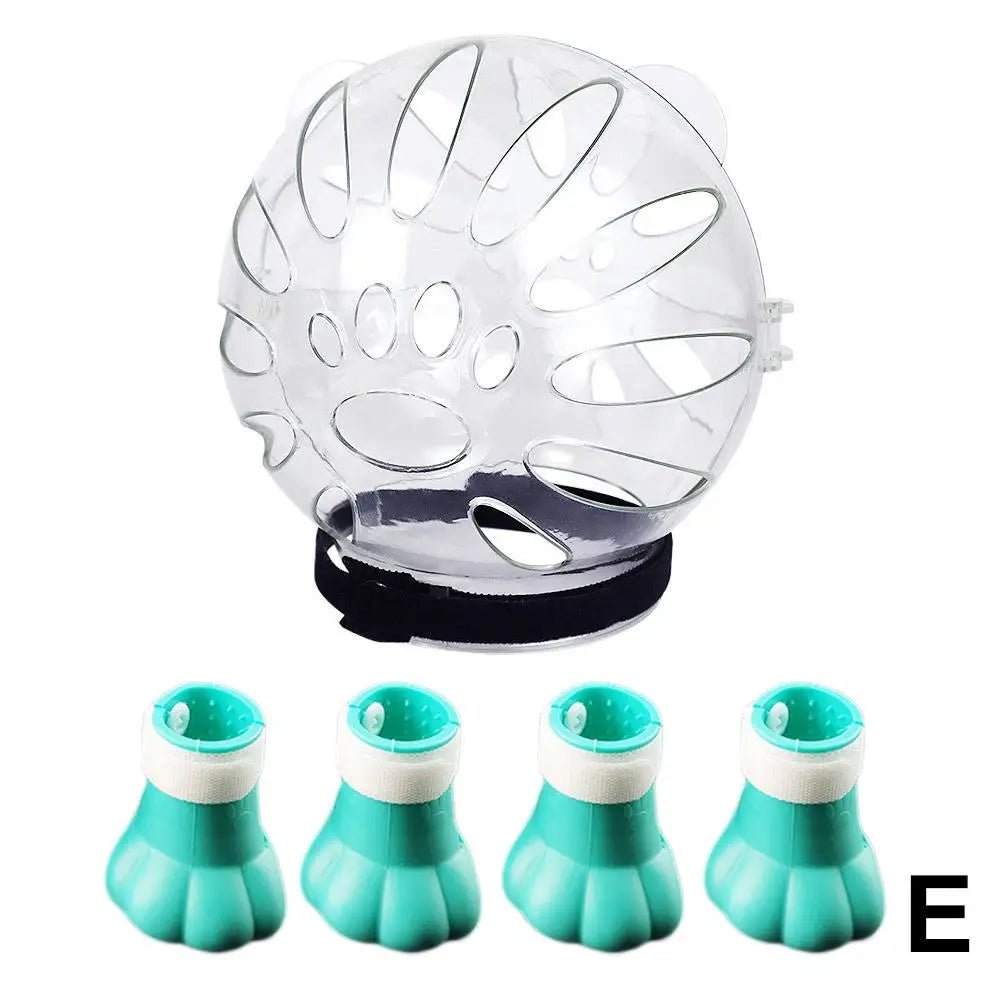 Wholesale Bulk Cat Muzzle Boots Set Anti Bite Breathable Space Hood Clear Cats Helmet With Paw Cover Portable Astronaut Helmet For Grooming  - Furbury