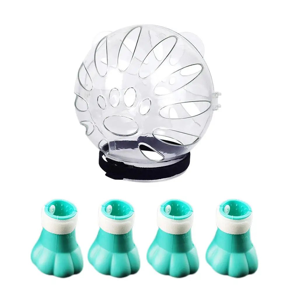 Wholesale Bulk Cat Muzzle Boots Set Anti Bite Breathable Space Hood Clear Cats Helmet With Paw Cover Portable Astronaut Helmet For Grooming  - Furbury