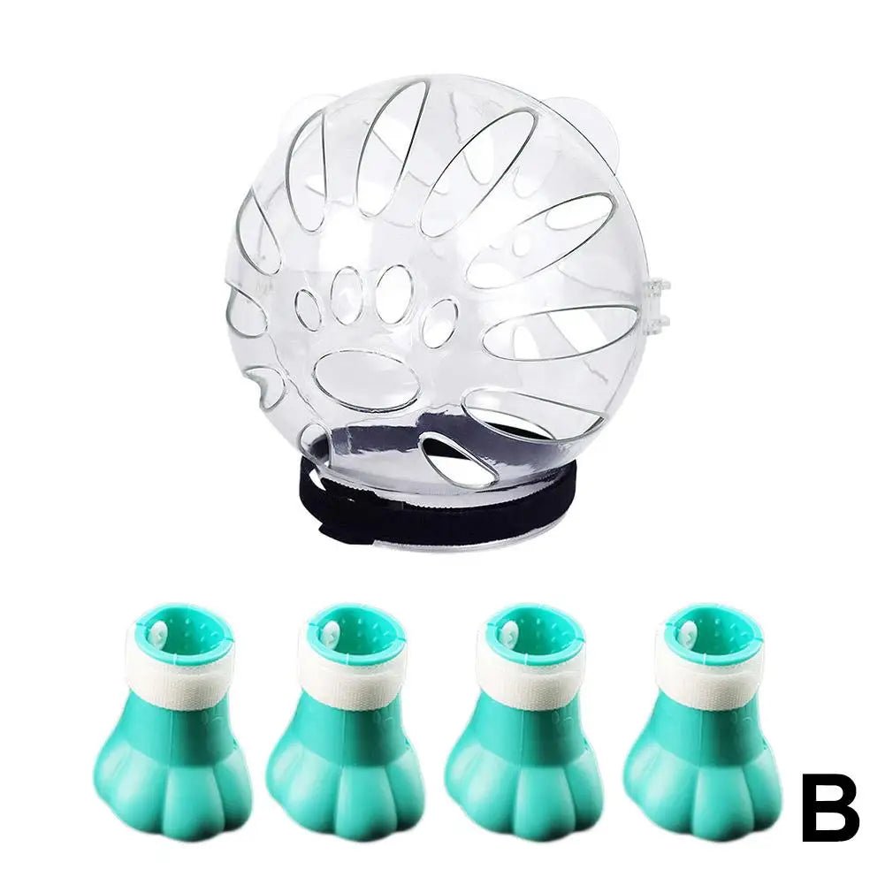 Wholesale Bulk Cat Muzzle Boots Set Anti Bite Breathable Space Hood Clear Cats Helmet With Paw Cover Portable Astronaut Helmet For Grooming  - Furbury