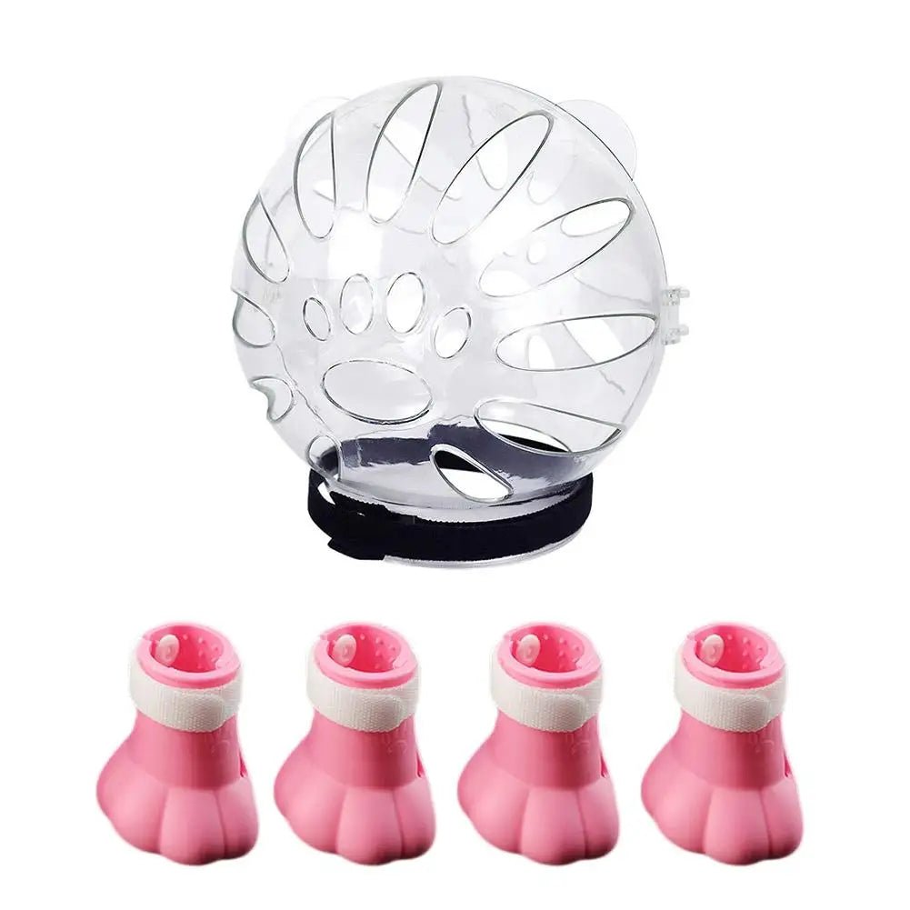 Wholesale Bulk Cat Muzzle Boots Set Anti Bite Breathable Space Hood Clear Cats Helmet With Paw Cover Portable Astronaut Helmet For Grooming  - Furbury