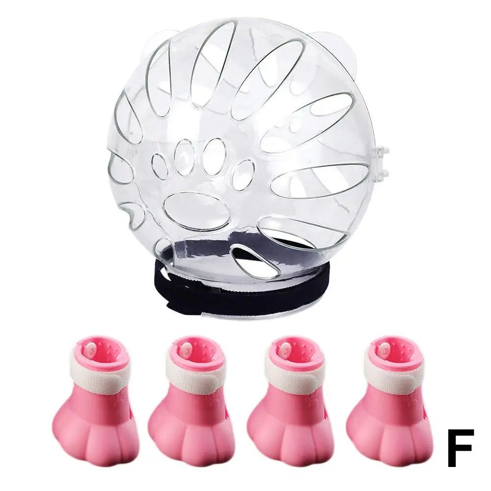 Wholesale Bulk Cat Muzzle Boots Set Anti Bite Breathable Space Hood Clear Cats Helmet With Paw Cover Portable Astronaut Helmet For Grooming  - Furbury