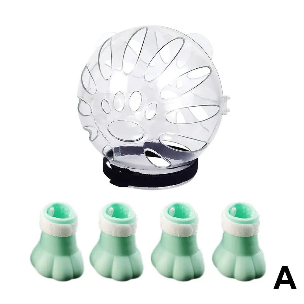Wholesale Bulk Cat Muzzle Boots Set Anti Bite Breathable Space Hood Clear Cats Helmet With Paw Cover Portable Astronaut Helmet For Grooming  - Furbury