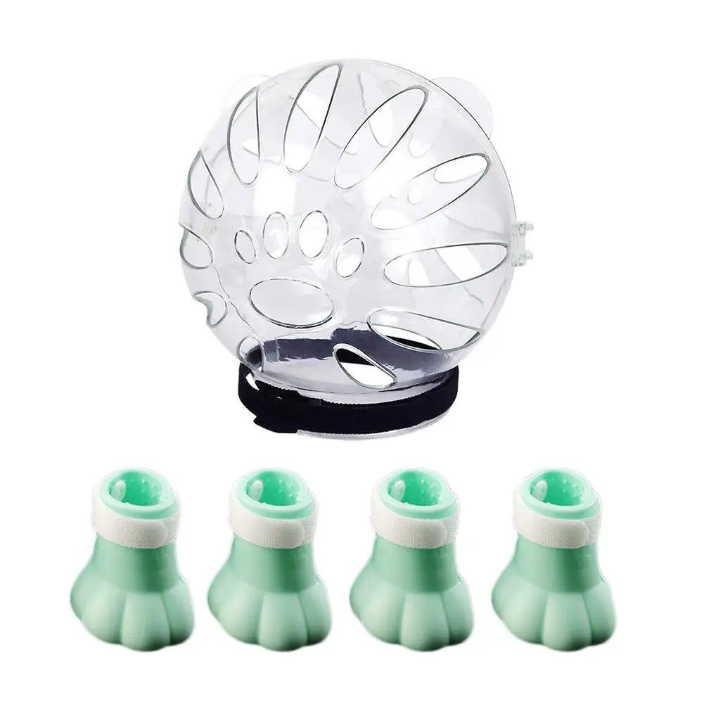 Wholesale Bulk Cat Muzzle Boots Set Anti Bite Breathable Space Hood Clear Cats Helmet With Paw Cover Portable Astronaut Helmet For Grooming  - Furbury