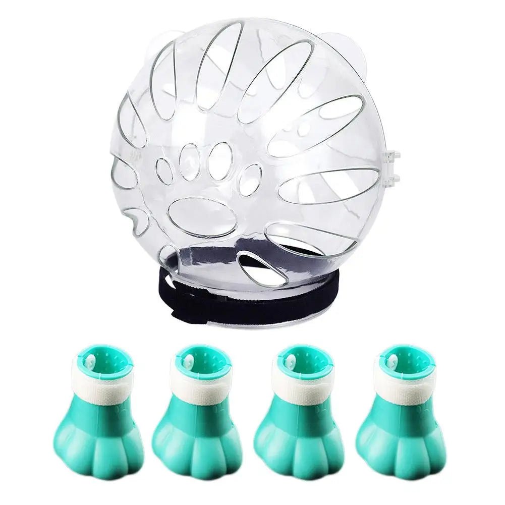 Wholesale Bulk Cat Muzzle Boots Set Anti Bite Breathable Space Hood Clear Cats Helmet With Paw Cover Portable Astronaut Helmet For Grooming  - Furbury