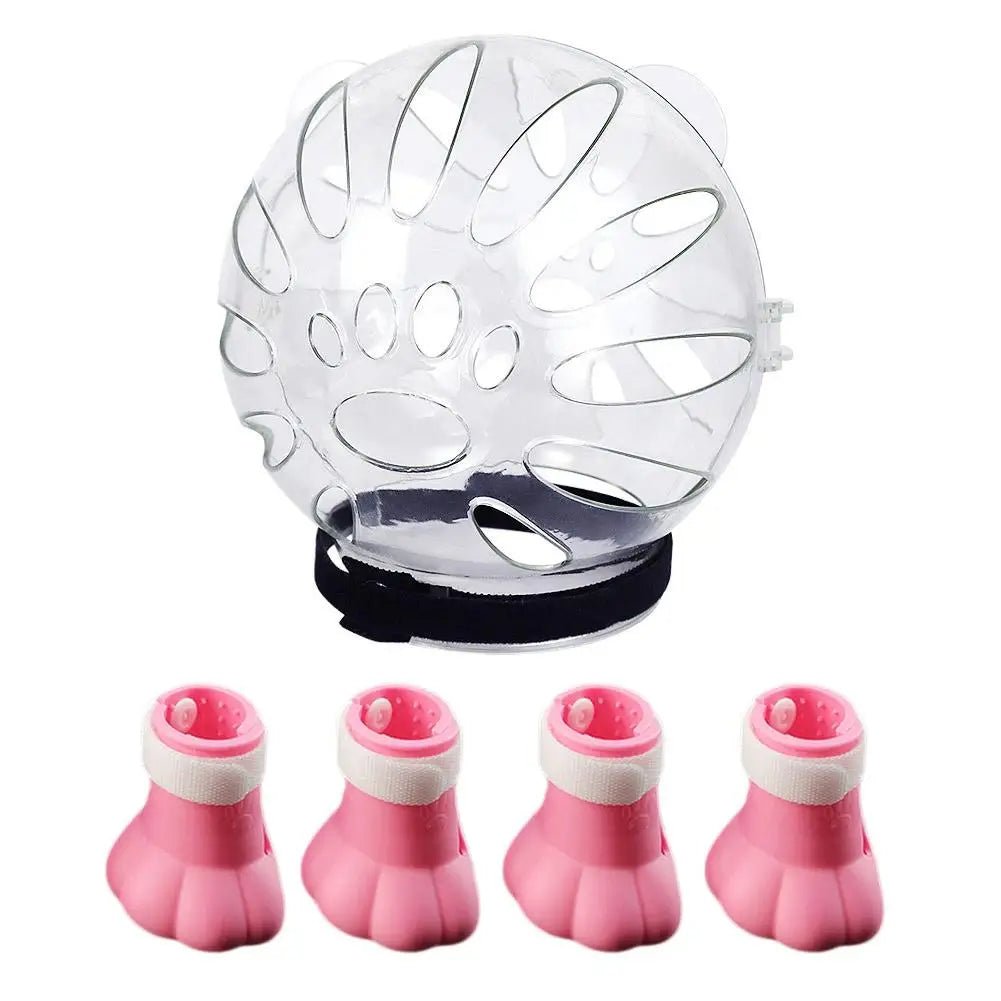 Wholesale Bulk Cat Muzzle Boots Set Anti Bite Breathable Space Hood Clear Cats Helmet With Paw Cover Portable Astronaut Helmet For Grooming  - Furbury