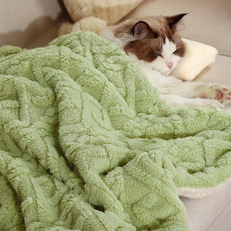 Wholesale Bulk Cat pet blanket warm flannel green cat dog blanket small blanket daily warmth comfortable sleeping pad cover blanket - Furbury