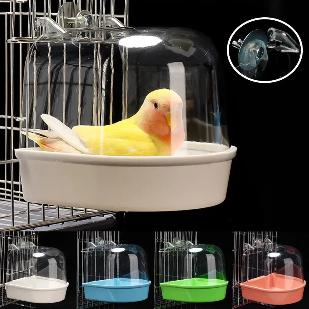 Wholesale Bulk Clear Hanging Bird Bath for Cage Parakeet Bird Cage Accessories Parrots Bathtub Bath Shower Cage for Canary Budgerigar Cockatiel - Furbury