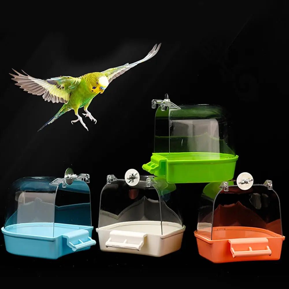 Wholesale Bulk Clear Hanging Bird Bath for Cage Parakeet Bird Cage Accessories Parrots Bathtub Bath Shower Cage for Canary Budgerigar Cockatiel - Furbury