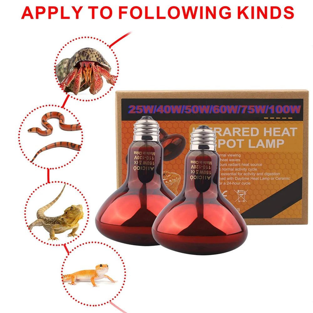 Wholesale Bulk E27 Reptile Heat Lamp 25 - 100W Amphibious Uva Red Heating Bulb Lizards Snakes Spiders Reptiles Breeding Tank Lighting Supplies - Furbury