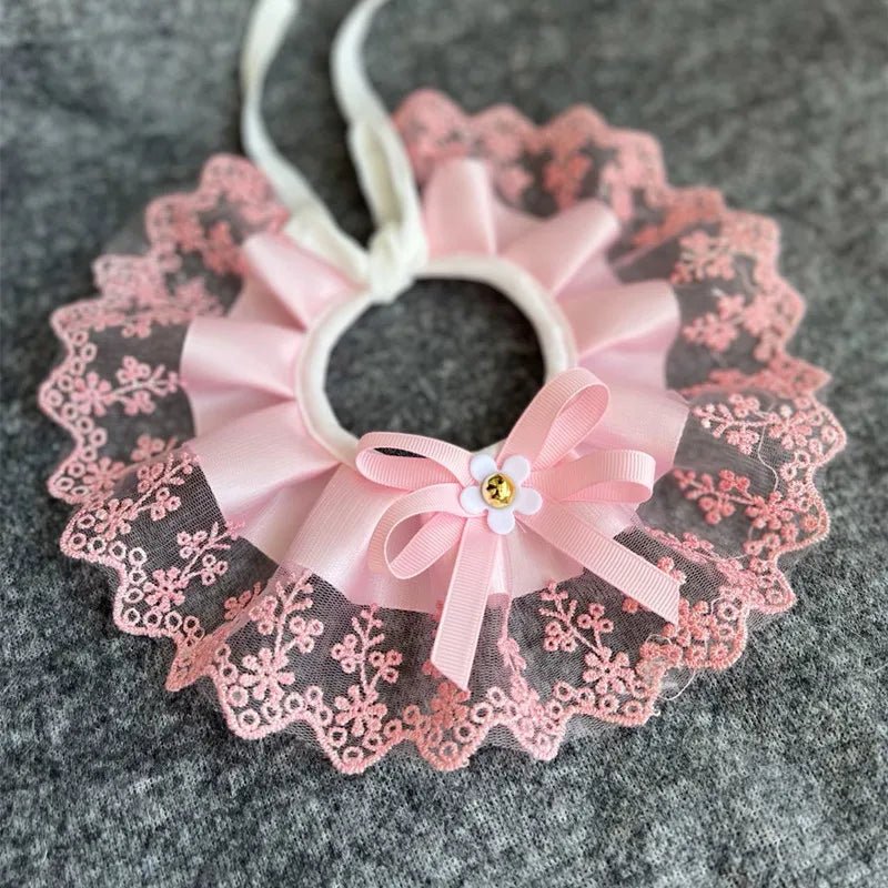 Wholesale Bulk Fashion Bowknot Pet Collar Cute Lace Mesh Embroidery Pet Bib Burp Cloth Lovely Dog Cat Necklace Neck Strap For Small Medium Dog - Furbury
