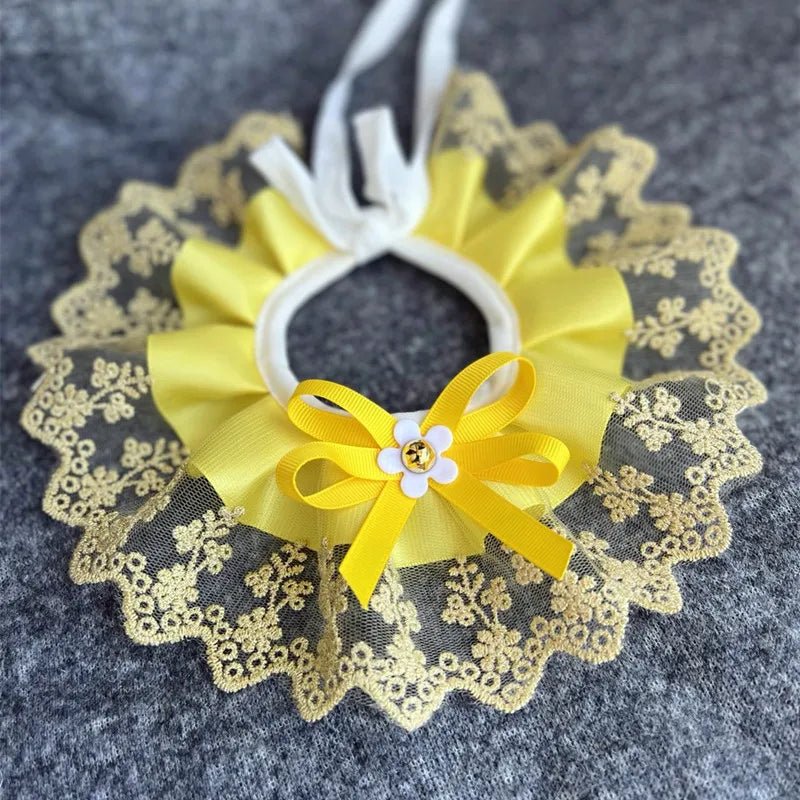 Wholesale Bulk Fashion Bowknot Pet Collar Cute Lace Mesh Embroidery Pet Bib Burp Cloth Lovely Dog Cat Necklace Neck Strap For Small Medium Dog - Furbury
