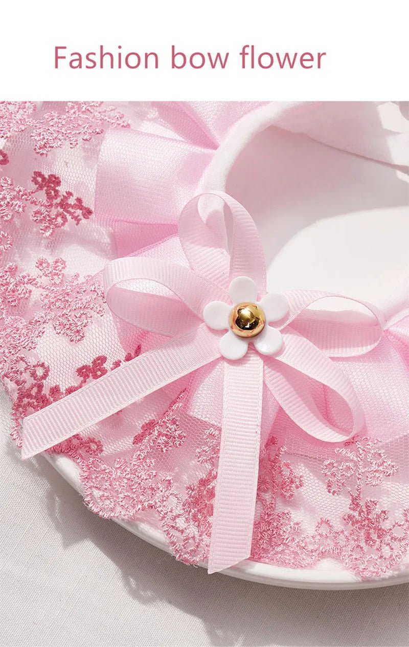 Wholesale Bulk Fashion Bowknot Pet Collar Cute Lace Mesh Embroidery Pet Bib Burp Cloth Lovely Dog Cat Necklace Neck Strap For Small Medium Dog - Furbury