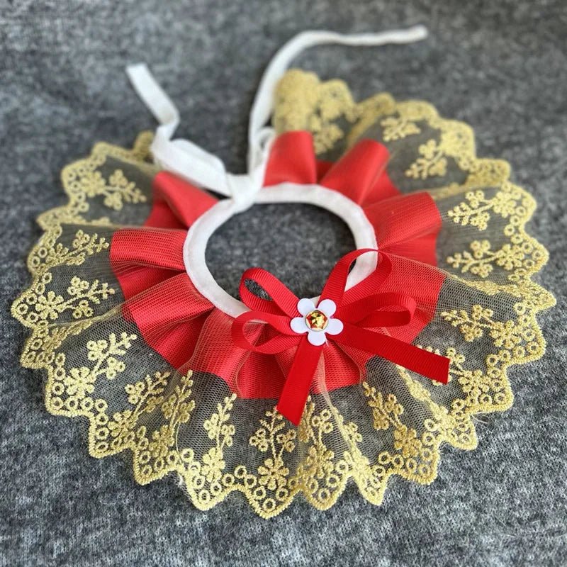 Wholesale Bulk Fashion Bowknot Pet Collar Cute Lace Mesh Embroidery Pet Bib Burp Cloth Lovely Dog Cat Necklace Neck Strap For Small Medium Dog - Furbury