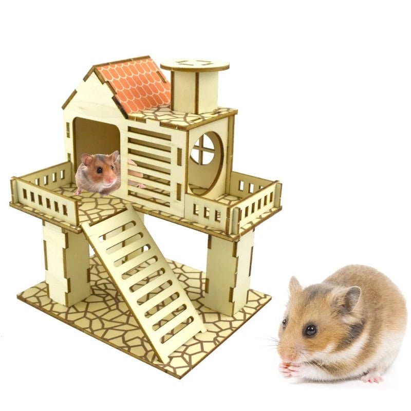 Wholesale Bulk Hamster Wooden Villa House Climbing Toy Hideout Nesting Habitat for Chinchillas Guinea Pigs Small Animals 5 Styles Dropshipping - Furbury