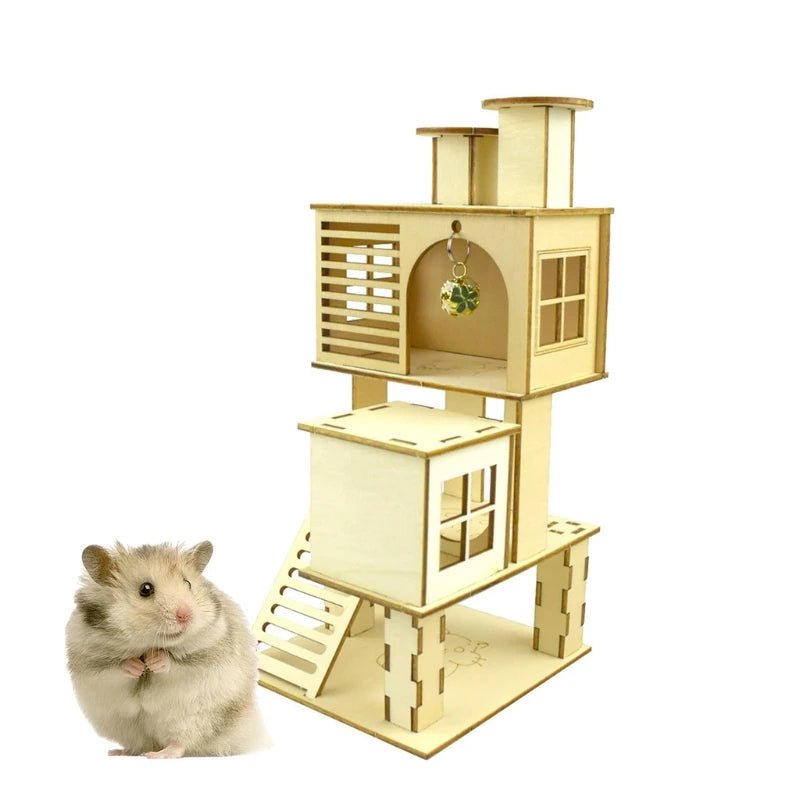 Wholesale Bulk Hamster Wooden Villa House Climbing Toy Hideout Nesting Habitat for Chinchillas Guinea Pigs Small Animals 5 Styles Dropshipping - Furbury