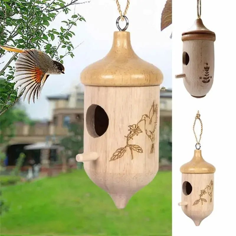 Wholesale Bulk Handmade Wooden Hummingbird House Chalet Hanging Mini Bird Nests Cage for Beautiful Outdoor Patio Garden Decoration Pet Bedroom - Furbury
