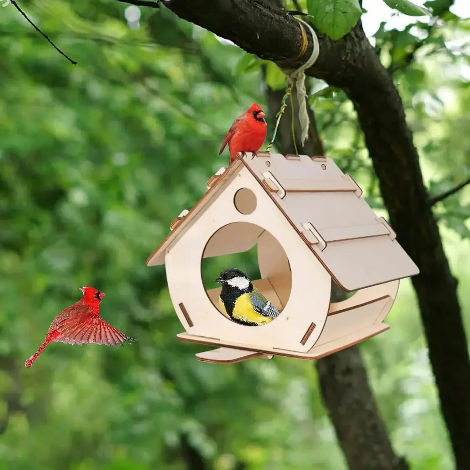Wholesale Bulk Hanging wooden bird feeders Aviary DIY assembled outdoor garden decorative feeders Birdcage Birdhouse - Furbury
